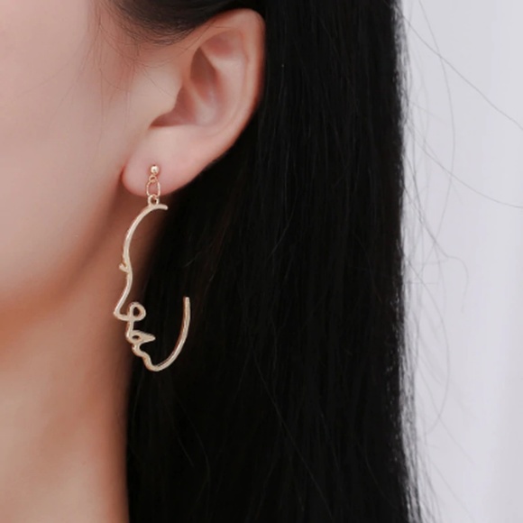 Jewelry - 4 for $20 Chic Abstract Face Earrings (Gold)